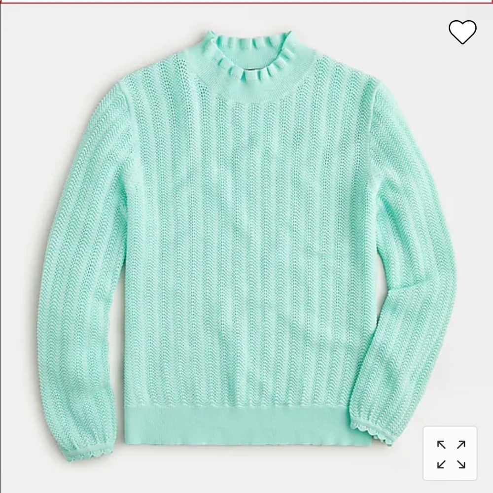 J.Crew pointelle ruffle mock neck sweater S